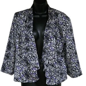 Dressbarn Women's Floral Black & Purple Patterned ¾ Length Sleeve Jacket Size M